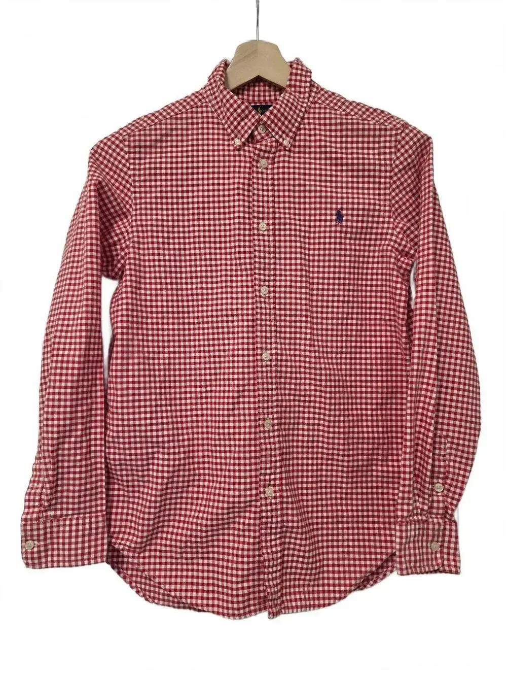 Ralph Lauren Boys red white Gingham button up shirt size Xlarge 18 20